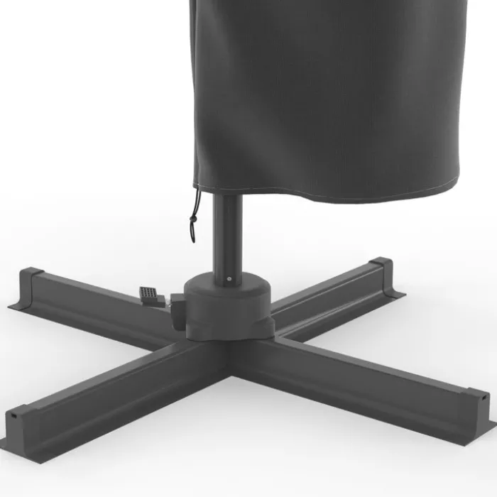 Parasol déporté inclinable 3x4 m rotatif 360 gris avec LED