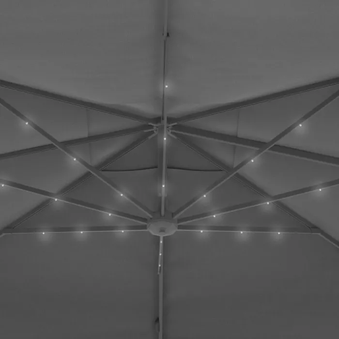 Parasol déporté inclinable rotatif 360 gris 3x4 M avec 4 dalles et housse
