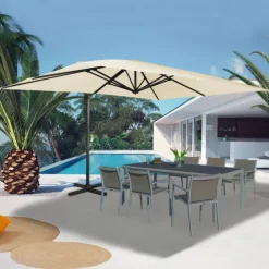 Parasol déporté 3x4 m écru