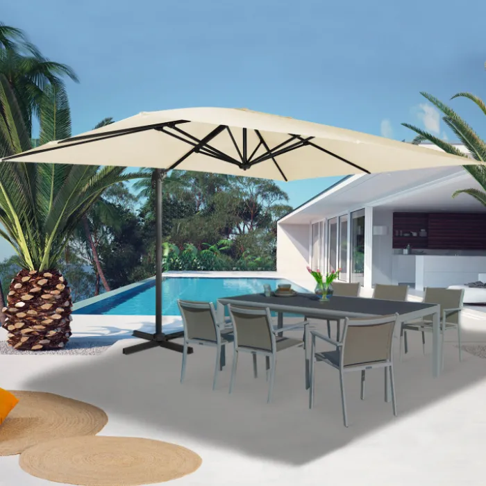 Parasol déporté 3x4 m écru