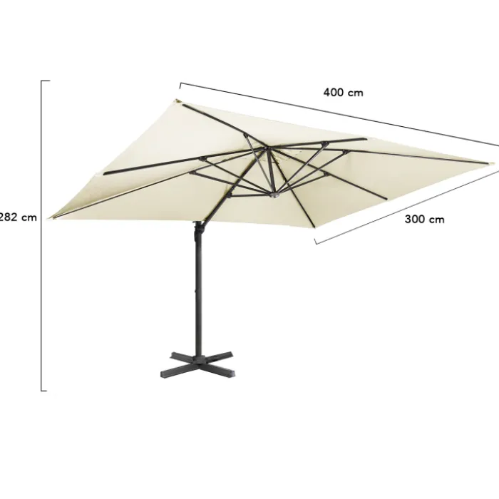 Parasol déporté 3x4 m écru