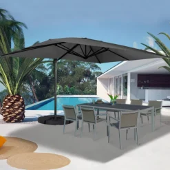 Parasol déporté 3x4 m gris