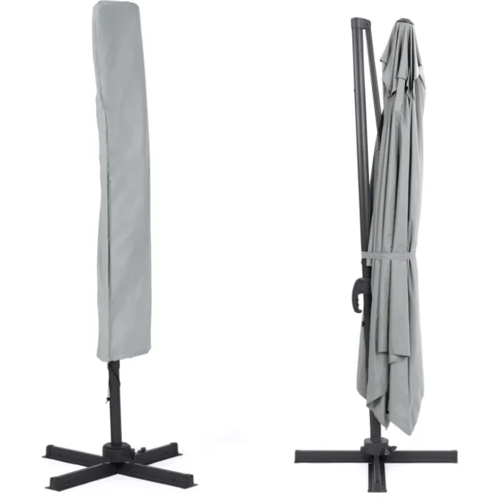 Parasol déporté 3x4 m rotatif 360 coloris gris clair