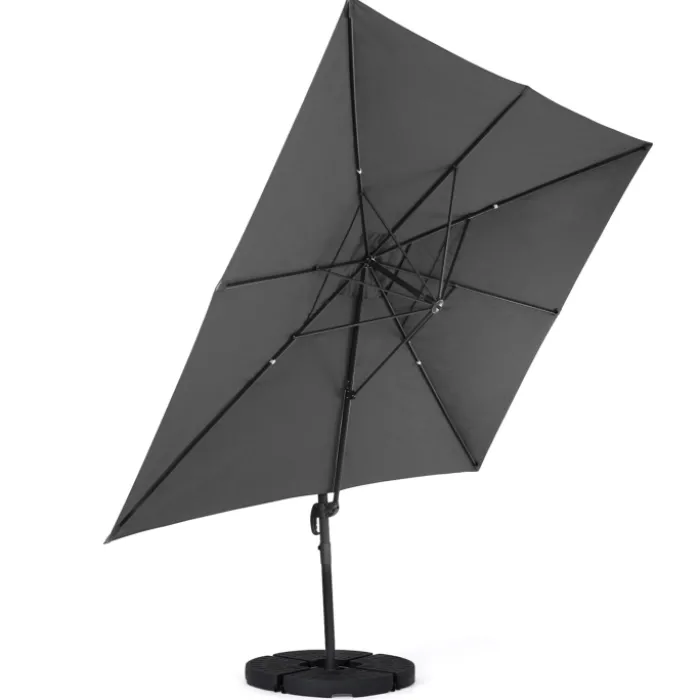 Parasol déporté 3x3 m rotatif 360 coloris gris