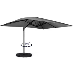 Parasol déporté 3x3 m rotatif 360 coloris gris