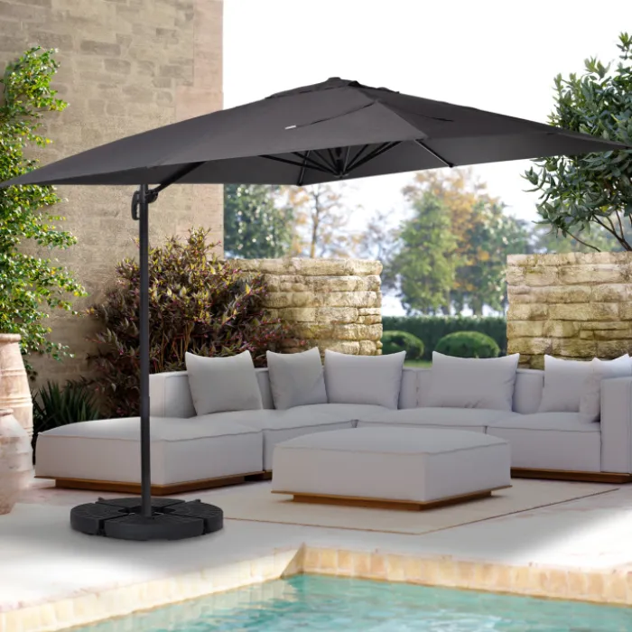 Parasol déporté 3x3 m rotatif 360 coloris gris