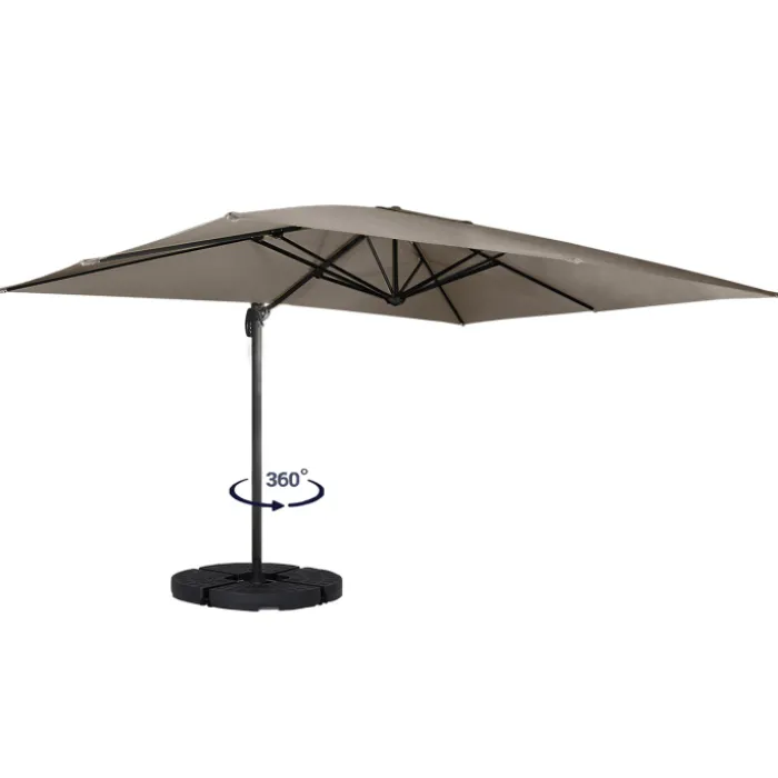 Parasol déporté 3x4 m rotatif 360 coloris taupe
