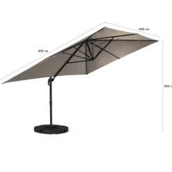 Parasol déporté 3x4 m rotatif 360 coloris taupe