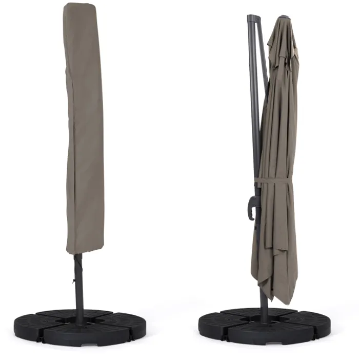 Parasol déporté 3x4 m rotatif 360 coloris taupe