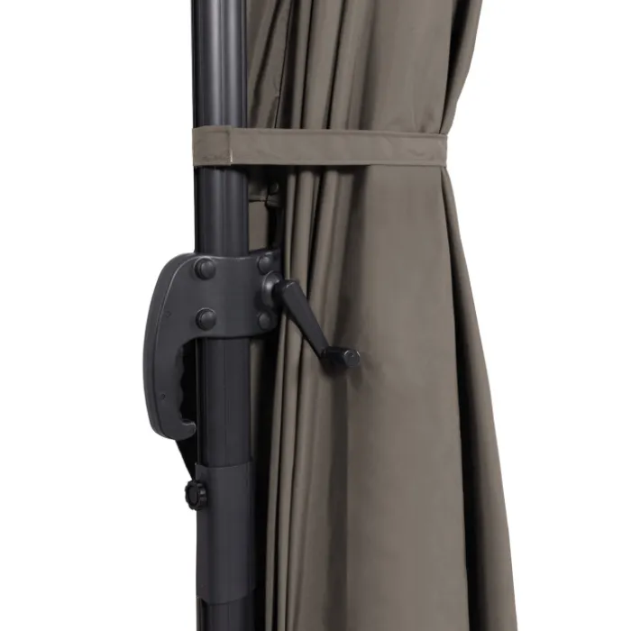 Parasol déporté 3x4 m rotatif 360 coloris taupe