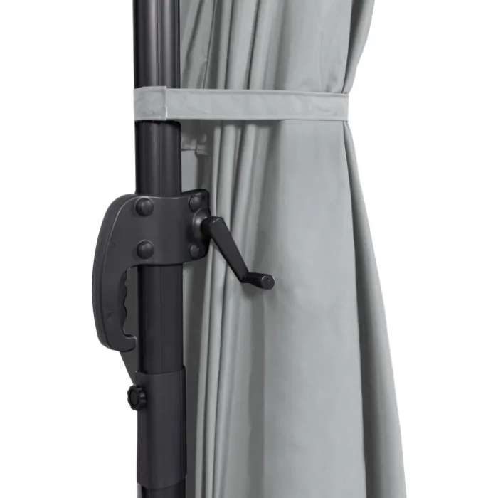 Parasol déporté 3x4 m rotatif 360 gris clair avec 4 dalles