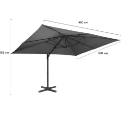 Parasol rectangulaire déporté 3x4 m gris