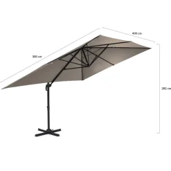 Parasol rectangulaire déporté 3x4m taupe