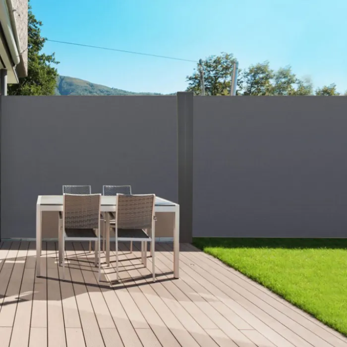 Paravent double rétractable 180 x 800 cm gris anthracite