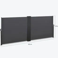 Paravent double rétractable 180 x 800 cm gris anthracite