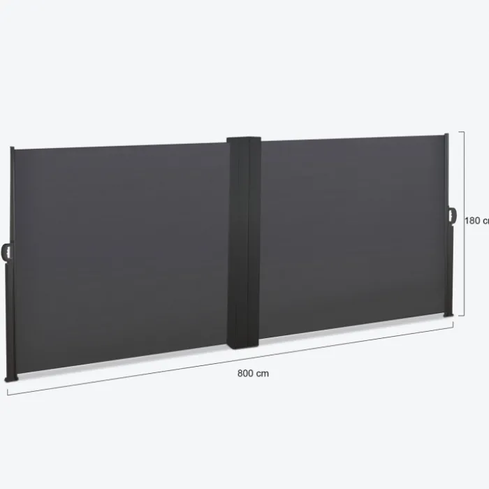 Paravent double rétractable 180 x 800 cm gris anthracite
