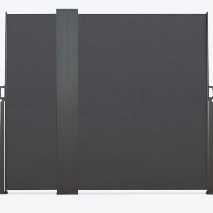 Paravent double rétractable 180 x 800 cm gris anthracite