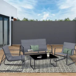 Paravent rétractable extérieur 180 x 500 cm gris anthracite