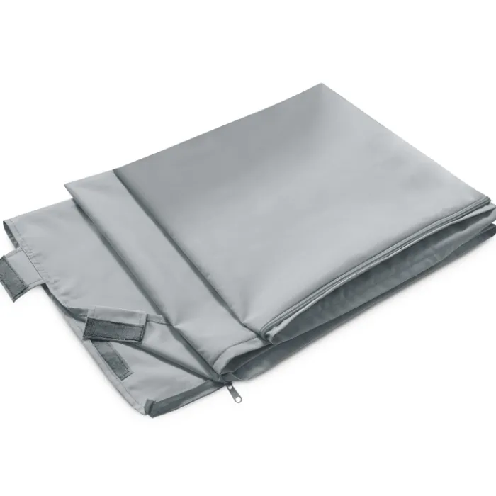 Pergola acier lames orientables 3x4 m avec 4 stores gris clair