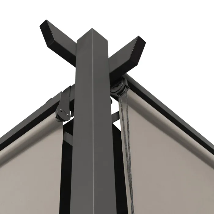 Pergola au toit rétractable avec 6 stores coloris taupe