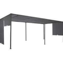 Pergola avec rideaux coulissants gris anthracite 3x6m