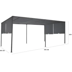 Pergola avec rideaux coulissants gris anthracite 3x6m