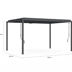 Pergola bioclimatique 3x4 M lames orientables acier gris anthracite