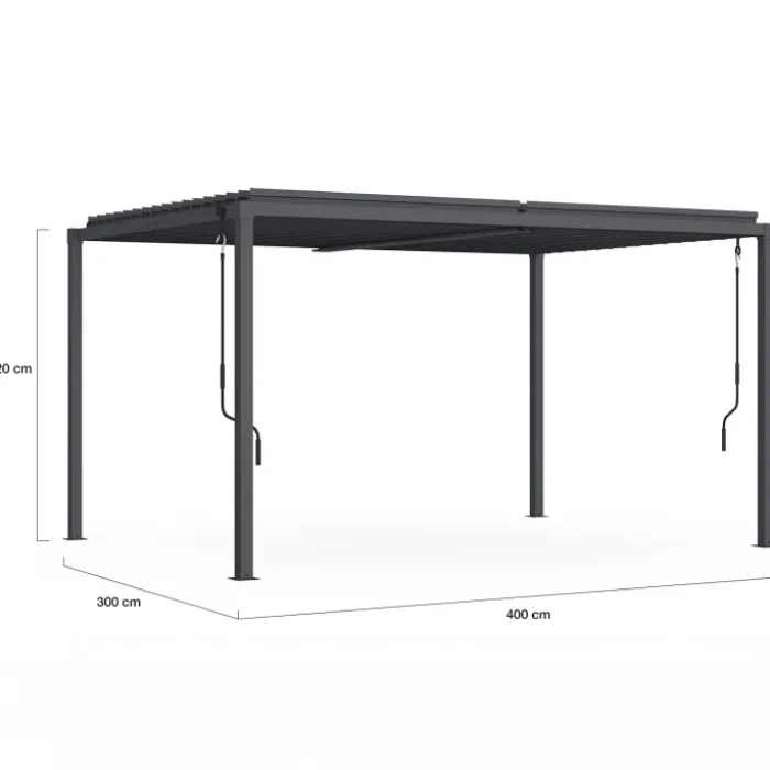 Pergola bioclimatique 3x4 M lames orientables acier gris anthracite