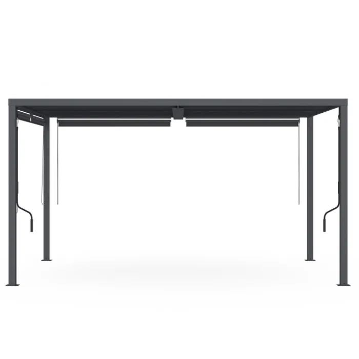 Pergola bioclimatique 3x4M lames orientables et stores gris anthracite