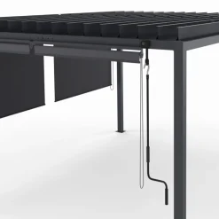 Pergola bioclimatique 3x4M lames orientables et stores gris anthracite