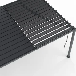 Pergola bioclimatique 3x4M lames orientables et stores gris anthracite