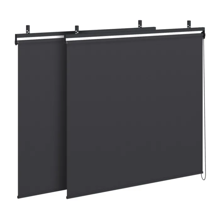 Pergola bioclimatique 3x4M lames orientables et stores gris anthracite