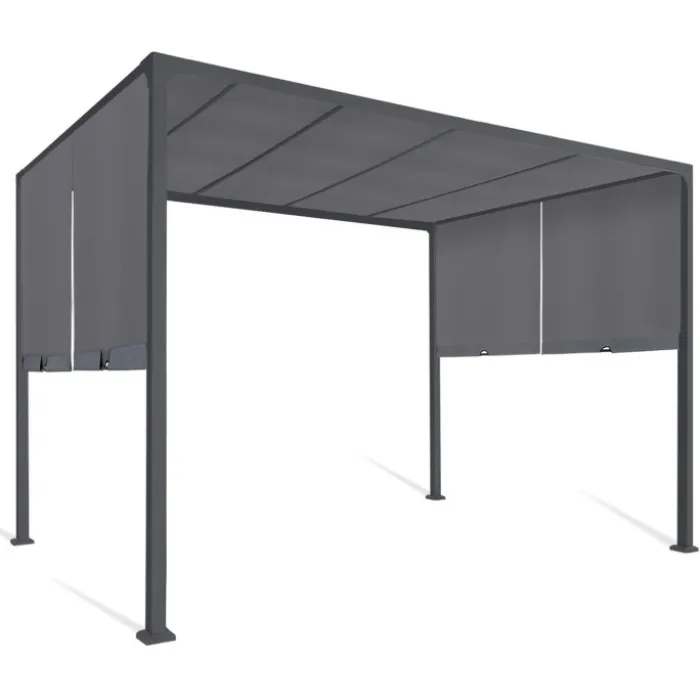 Pergola coulissante gris anthracite 2 pans 3x3 M