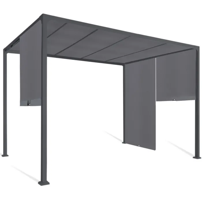 Pergola coulissante gris anthracite 2 pans 3x3 M