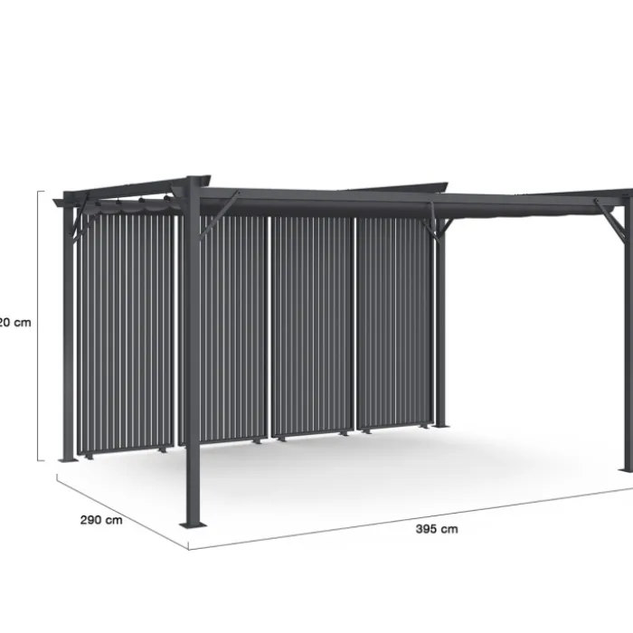 Pergola édition collector persiennes verticales toit rétractable 3x4 M 4 pans modulables gris anthracite