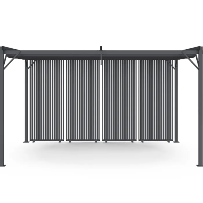Pergola édition collector persiennes verticales toit rétractable 3x4 M 4 pans modulables gris anthracite
