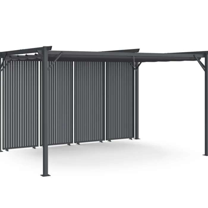 Pergola édition collector persiennes verticales toit rétractable 3x4 M 4 pans modulables gris anthracite