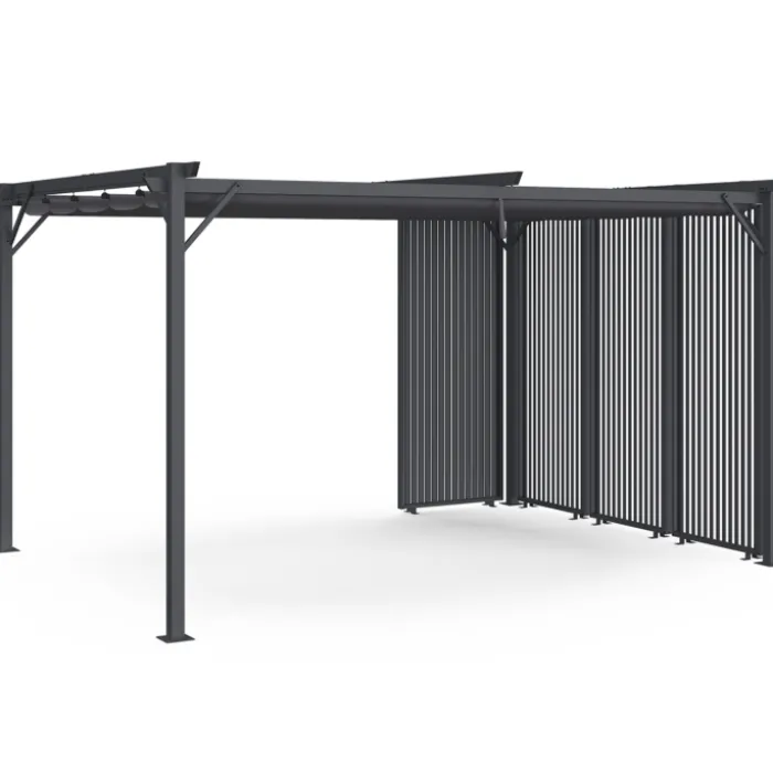Pergola édition collector persiennes verticales toit rétractable 3x4 M 4 pans modulables gris anthracite