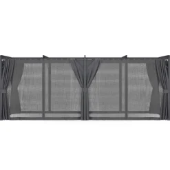 Pergola édition intégrale moustiquaire toit rétractable 3x6 M et 6 rideaux gris