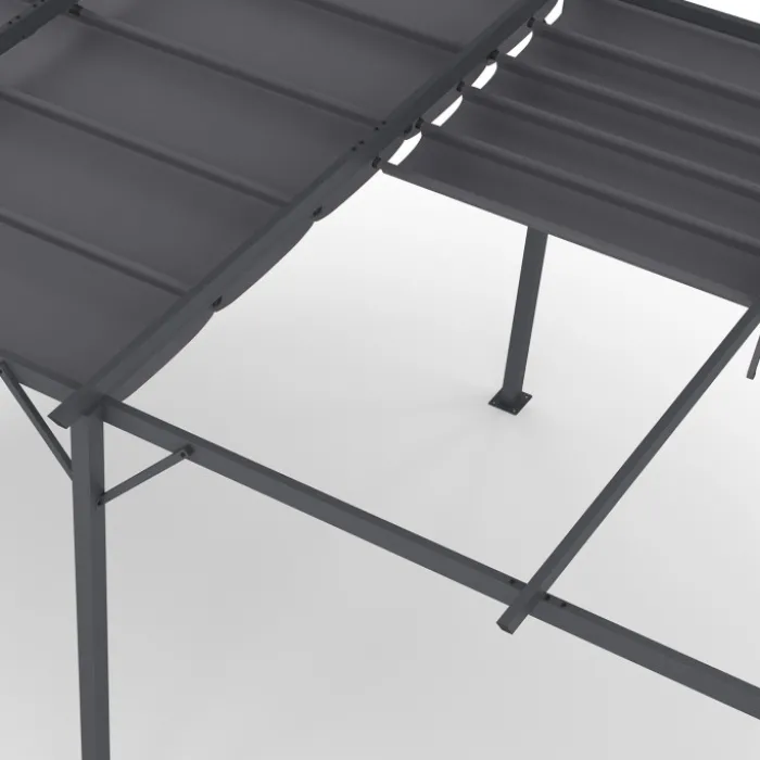 Pergola édition intégrale moustiquaire toit rétractable 3x6 M et 6 rideaux gris