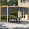 Pergola effet bois 3x4 M toit rétractable et 4 stores gris anthracite