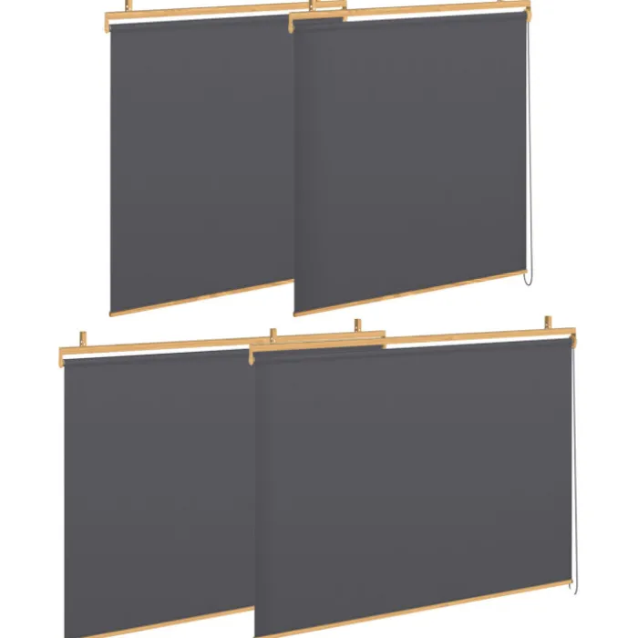 Pergola effet bois 3x4 M toit rétractable et 4 stores gris anthracite