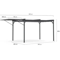 Pergola gris anthracite 3x4M avec auvent et toit réglable