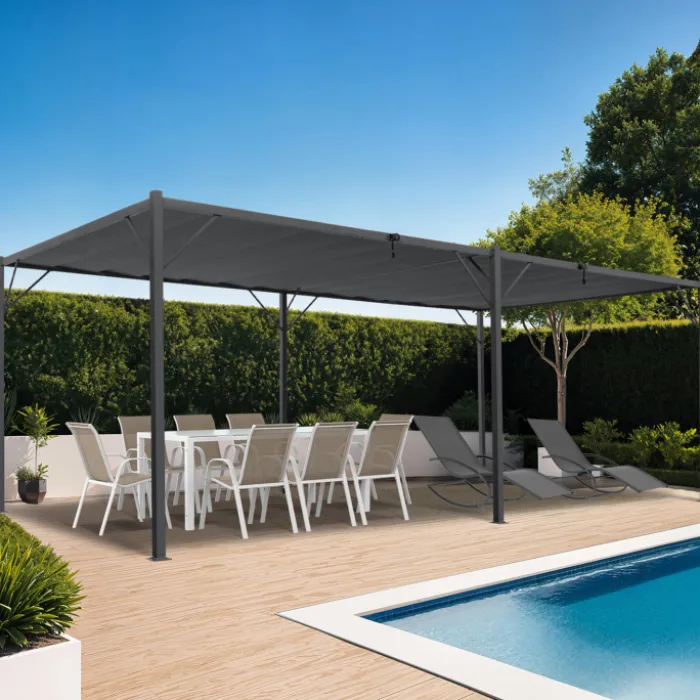 Pergola lames orientables gris anthracite 3x6m