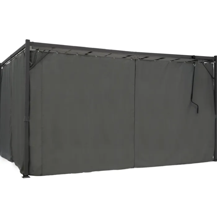 Pergola lames orientables avec 4 rideaux gris 3x4 M