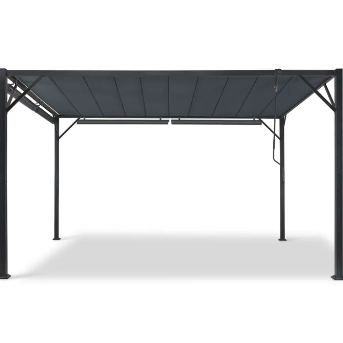 Pergola lames orientables et stores gris anthracite