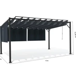 Pergola lames orientables et stores gris anthracite