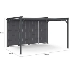 Pergola persienne 3x4 M gris anthracite avec toit rétractable et 4 pans modulables