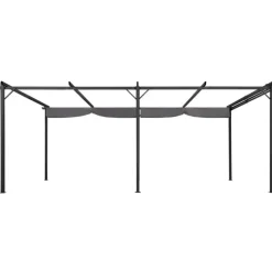Pergola rétractable gris 6 pieds en acier 3x6 m et toile polyester