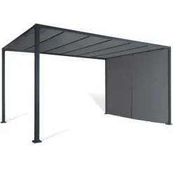 Pergola toile coulissante en métal gris